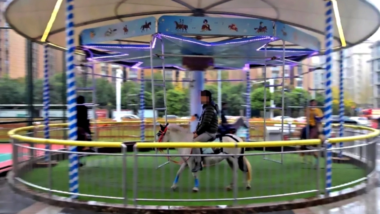 Carousel horse ride setup
