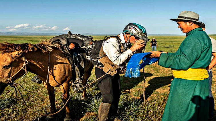 Riders in the Mongol Derby